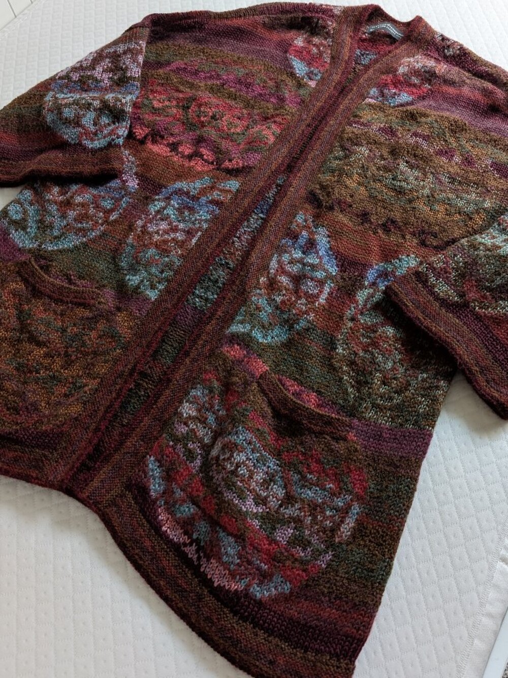 Peruvian Connection Kaffe Fassett Alpaca Handknit Open Cardigan Brown, XL boho - Picture 10 of 16